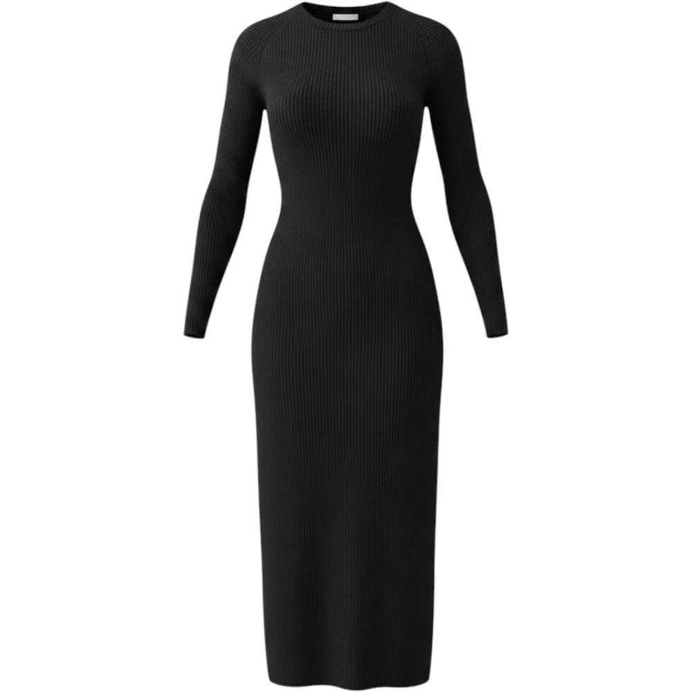 Topshop Womens‎ Black Knit Maxi Sweater Dress Long Sleeve Crew Neck Size 12 NEW